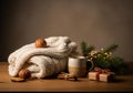 Cozy Winter Still Life with Mug Gift AI generated Royalty Free Stock Photo