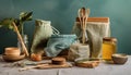 Rustic still life of homemade pottery and fresh food preparation generated by AI Royalty Free Stock Photo