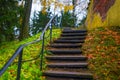 Rustic Stone Staircase Winding Through Autumnal Woods Royalty Free Stock Photo
