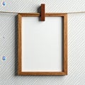 Rustic string, empty wooden clip photo frames, brown, aesthetic