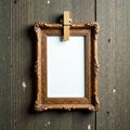 Rustic string, empty wooden clip photo frames, minimal, blank, art