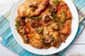 Rustic style of Chicken Marsala on a plate Royalty Free Stock Photo