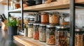 Rustic Style Countertop Spice Rack in Farmhouse Kitchen