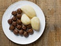 Rustic swedish meatball and potato Royalty Free Stock Photo