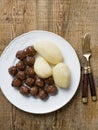 Rustic swedish meatball and potato Royalty Free Stock Photo