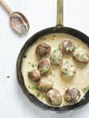 Rustic swedish meatballs in a pan Royalty Free Stock Photo