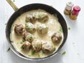 Rustic swedish meatballs in a pan Royalty Free Stock Photo