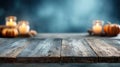 Rustic Table Setting With Blurred Halloween Pumpkins and Candle Lights for Festive Displays Royalty Free Stock Photo