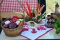 Rustic table setting at a festival Royalty Free Stock Photo