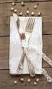 Rustic Table setting on old wooden table Royalty Free Stock Photo