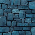 Rustic Teal Blue Stone Wall with Detailed Texture and Unique Cobblestone Pattern Design Royalty Free Stock Photo
