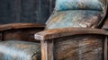 Rustic Texture Viscose Recliner With Leather And Blue Accents Royalty Free Stock Photo