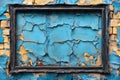Rustic Textured Frame on Weathered Brick Wall for Artistic Design Generative AI