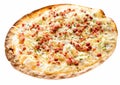 Rustic Thin Crust TArte Flambee Pizza on White Background