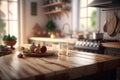 Rustic tiny house interior design with kitchen. Cozy morning at home Royalty Free Stock Photo