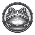 Rustic Toad Frog Head Engraved Vector For Nature Apparel. Royalty Free Stock Photo