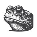Rustic Toad Frog Head Engraved Vector For Nature Apparel. Royalty Free Stock Photo