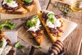 Rustic toast with caramelized onion and goat cheese