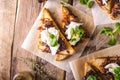 Rustic toast with caramelized onion and goat cheese