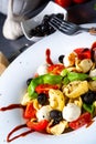 Rustic tortellini pasta salad with mozzarella Royalty Free Stock Photo