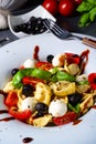 Rustic tortellini pasta salad with mozzarella Royalty Free Stock Photo