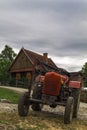 Rustic tractor and house