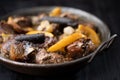 Rustic traditional american mexican carnitas pork stew