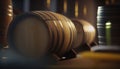 Rustic traditional cellar with barrels for wine storage