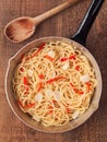 Rustic traditional italian aglio olio spaghetti pasta Royalty Free Stock Photo