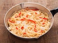 Rustic traditional italian aglio olio spaghetti pasta Royalty Free Stock Photo