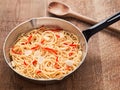 Rustic traditional italian aglio olio spaghetti pasta Royalty Free Stock Photo