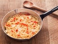 Rustic traditional italian aglio olio spaghetti pasta Royalty Free Stock Photo
