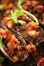 Rustic traditional turkish stuff eggplant karniyarik