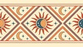 Rustic Tribal Sun Moon Star Border Vector, vector design Generative AI Royalty Free Stock Photo