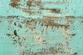 Rustic Turquoise Blue Wood Panel with Scratched, Peeling Paint Texture Royalty Free Stock Photo