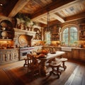 Rustic Tuscan Kitchen Warm colors, rustic textures, and distr Royalty Free Stock Photo