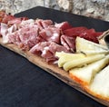 Rustic Tuscan tray with typical local products. San Gimignano. Italy