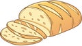 Rustic, unsliced loaf of bread. Bakery fresh, essential food item, vector design Generative AI Royalty Free Stock Photo