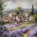 Lavender fields in a rustic village