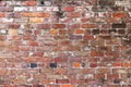 Rustic vintage brick wall captured in bright daylight with strong texture and shadows Royalty Free Stock Photo