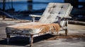 Rustic Vintage Chaise Lounge: Close-up Of Abandoned Lounge Chair In Northern Nj