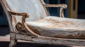 Rustic Vintage Chaise Lounge With Peeling Paint - Close-up Photo