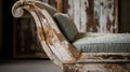 Rustic Vintage Chaise Lounge With Textural Detail - French Pier Style