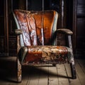 Rustic Vintage Leather Chair With Distressed Edges And Natural Grain Royalty Free Stock Photo