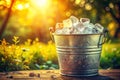 Rustic Vintage Metal Ice Bucket Cooler Outdoor Summer Refreshment Photography