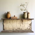 Rustic Vintage Silk Shelf With Cracked Wood And Peeling Paint