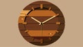 A rustic wall clock handcrafted from recycled pallet wood.. Vector illustration. Royalty Free Stock Photo