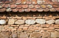 Rustic wall with layers of different comstruction materials