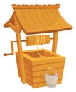 Rustic water well cartoon icon. Bucket rope Royalty Free Stock Photo