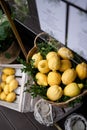 Rustic weddind decorated with lemons. Wedding day. Royalty Free Stock Photo